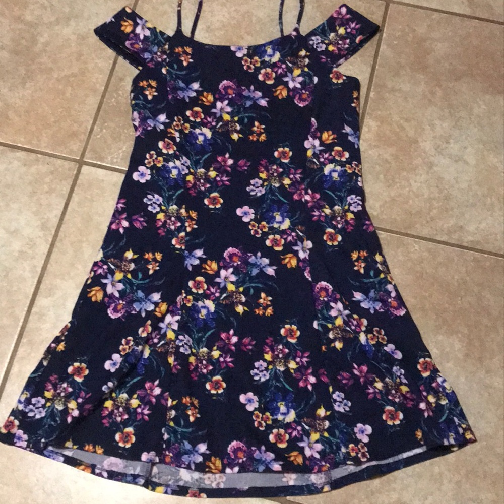 Floral opened shoulder dress